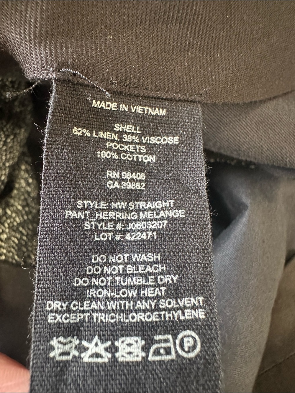 Theory High Waist Straight Leg Pant Herringbone Melange Size 4 Grey - Picture 7 of 14